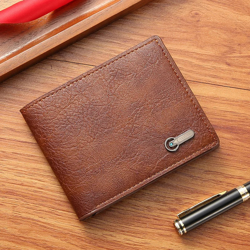 Men Short Bifold Faux Leather Masculina Billetera Credit ID Card Holder Wallet Billfold Purse Clutch Solid Hombre Business Slim