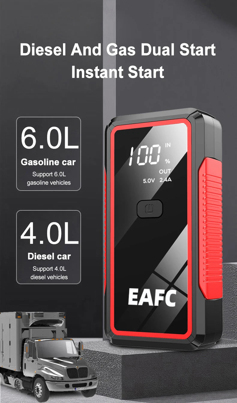 Power Bank 2000A/600A 12V Car Battery Jump Starter Portable Charger Petrol Diesel Auto Starting Device Booster Emergency Starter