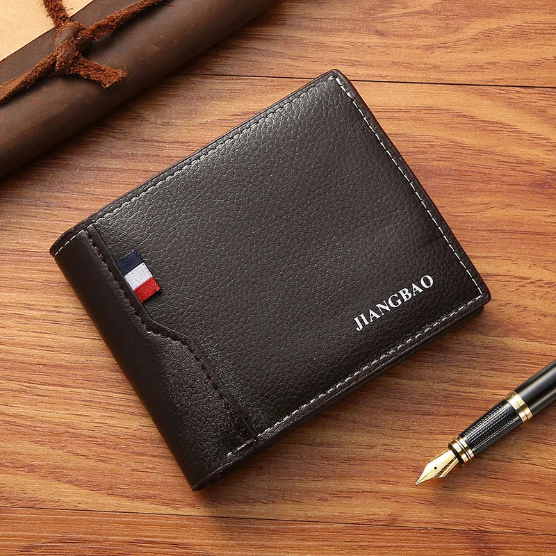 Men Short Bifold Faux Leather Masculina Billetera Credit ID Card Holder Wallet Billfold Purse Clutch Solid Hombre Business Slim