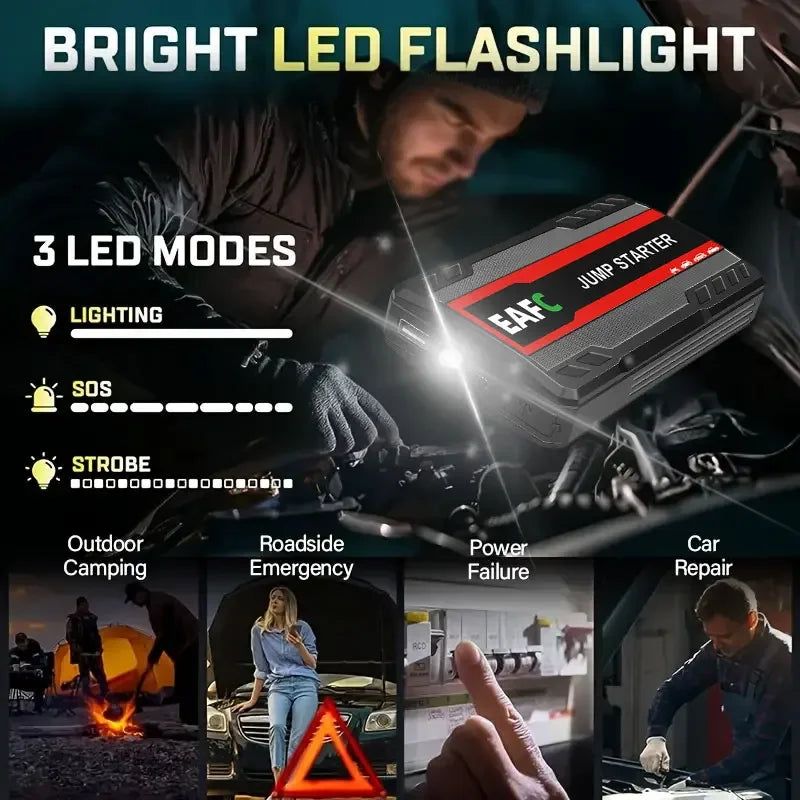 Power Bank 2000A/600A 12V Car Battery Jump Starter Portable Charger Petrol Diesel Auto Starting Device Booster Emergency Starter