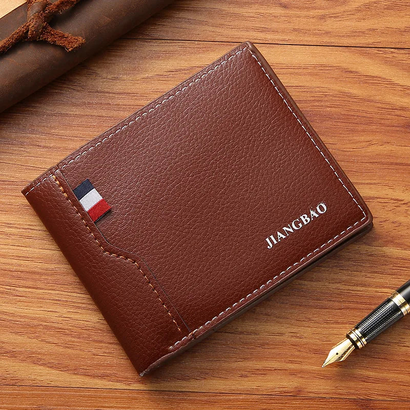 Men Short Bifold Faux Leather Masculina Billetera Credit ID Card Holder Wallet Billfold Purse Clutch Solid Hombre Business Slim