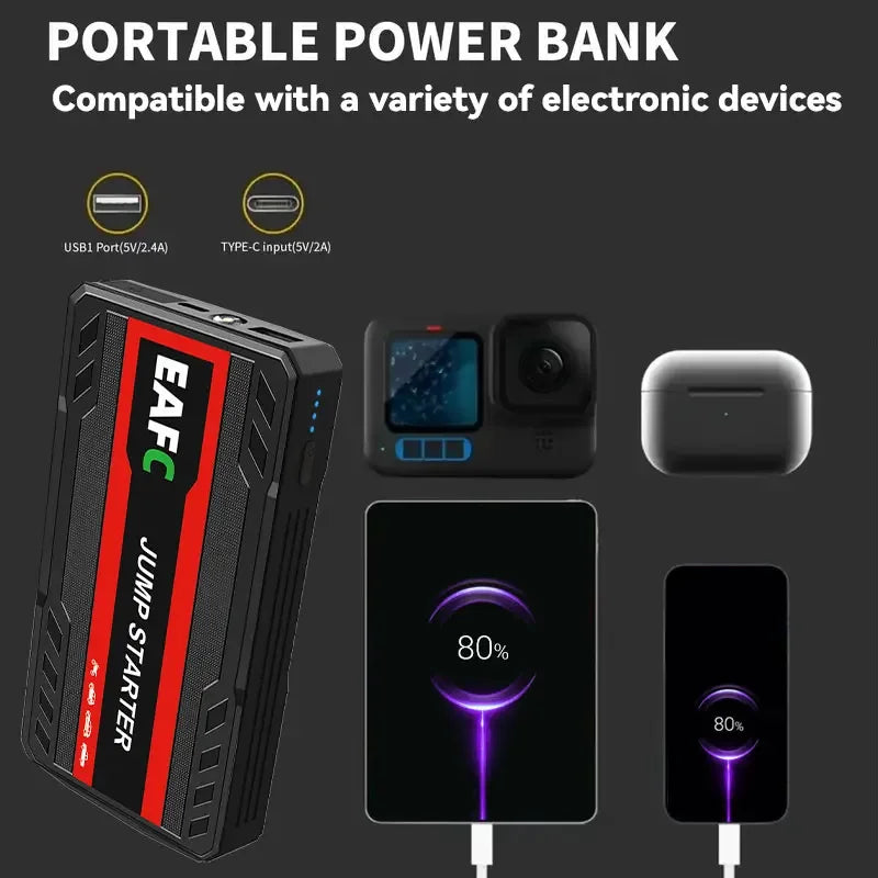 Power Bank 2000A/600A 12V Car Battery Jump Starter Portable Charger Petrol Diesel Auto Starting Device Booster Emergency Starter