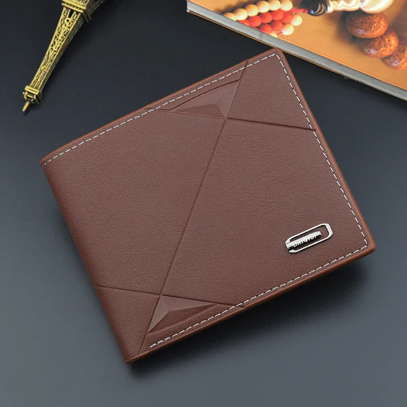 Men Short Bifold Faux Leather Masculina Billetera Credit ID Card Holder Wallet Billfold Purse Clutch Solid Hombre Business Slim